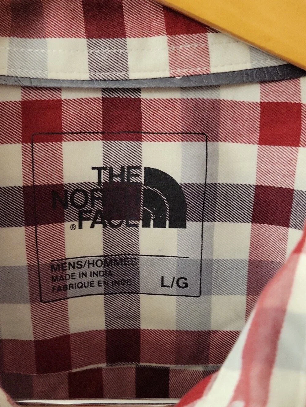 The North Face Men’s Burgundy, Gray and White Plaid Button-Down Shirt